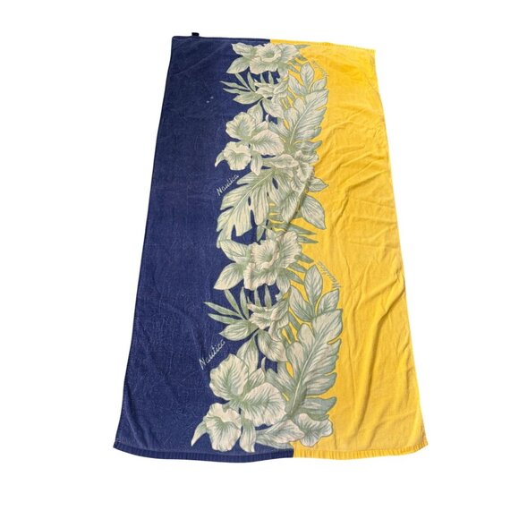 VTG 90s Nautica Tropical Floral Beach Towel " Cotton Poolside Preppy resort read - Picture 1 of 11